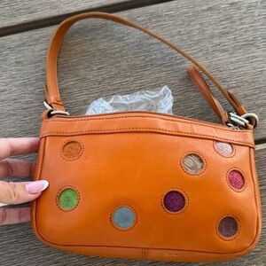 Vintage coach Leather Polka Dot Shoulder Bag in orange